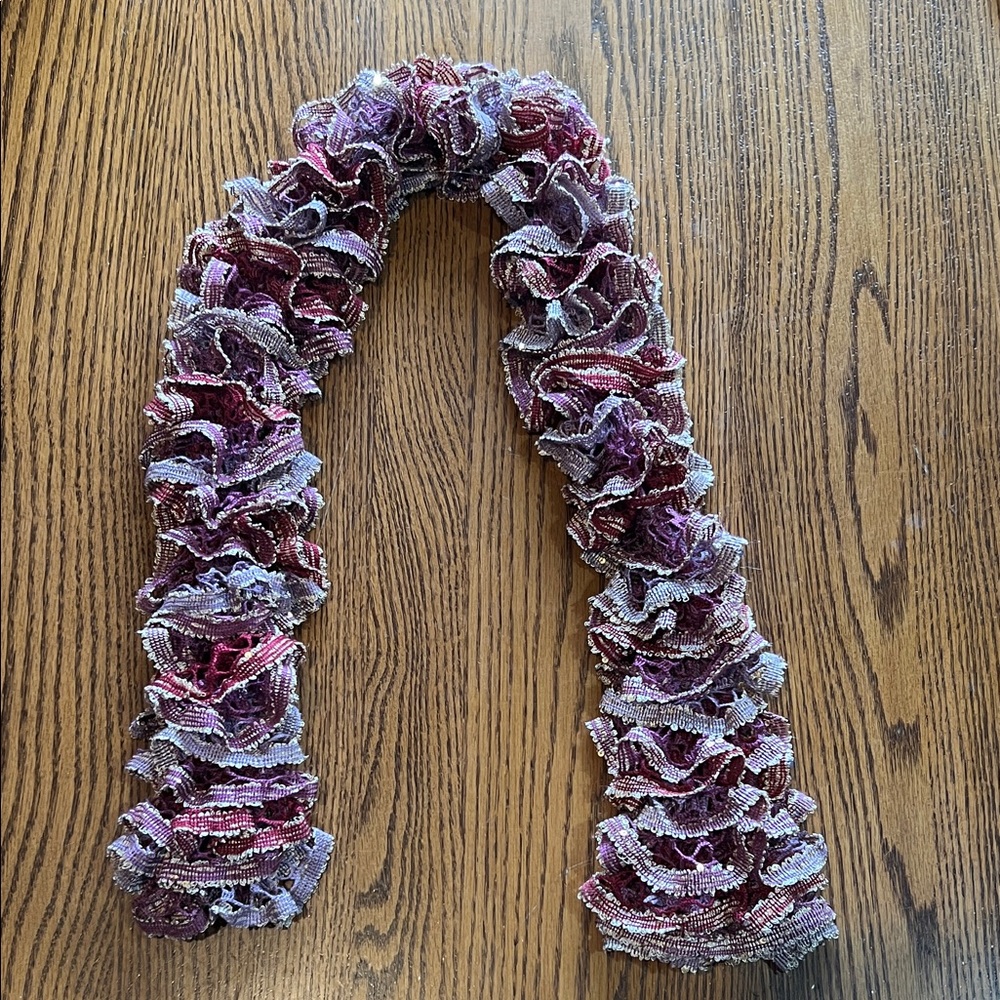 Chic Ruffled Scarf - Pink and Silver